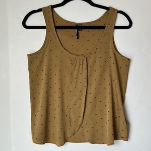 O’Neill Tan & Black Small Print Hearts Dress Tank Top Sleeveless Blouse Size S